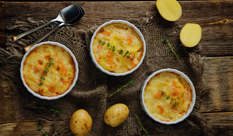 Gratin pommes de terre et courge à l'ail noir